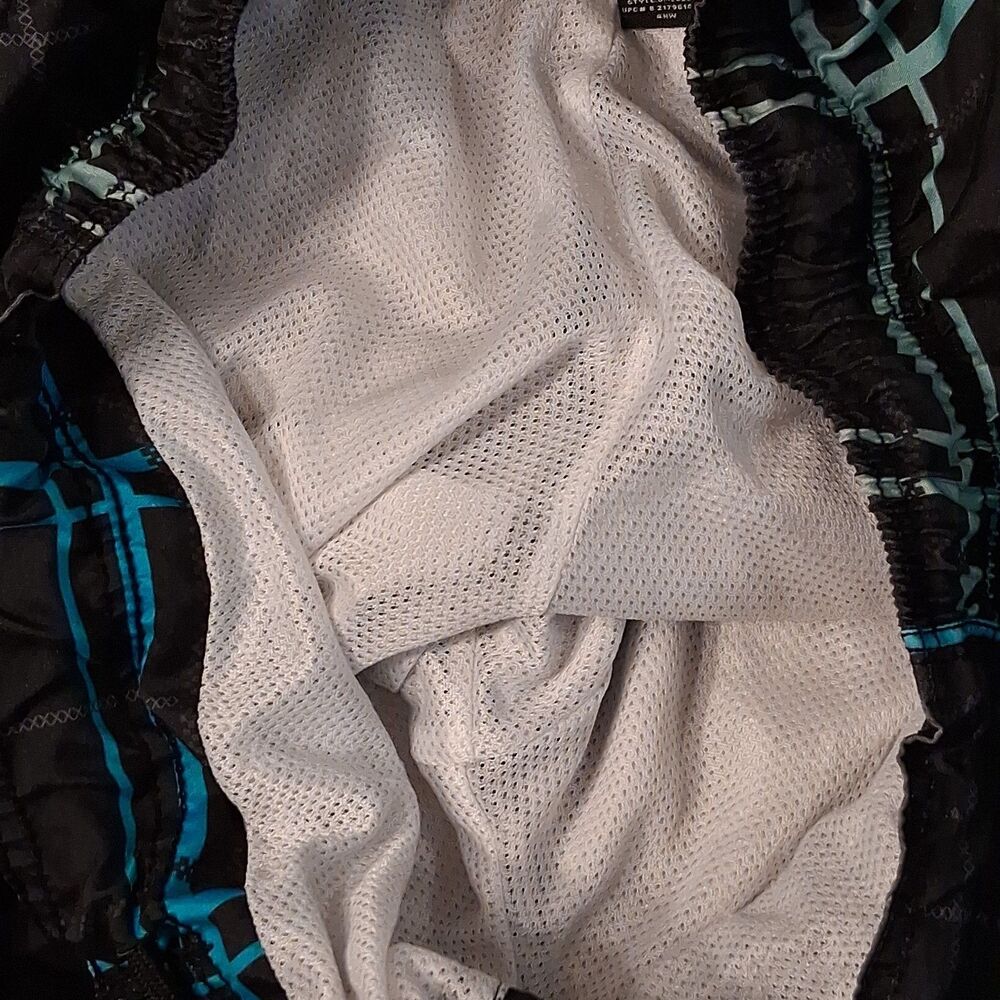 OP Ocean Pacific Black Plaid Board Shorts Swim Trunks Cargo Pocket Mens L - Picture 9 of 9